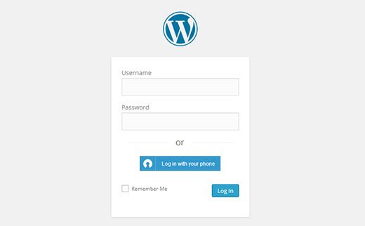 Tela de login do WordPress com Clef instalado
