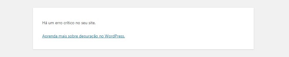 Há um erro crítico no seu site como corrigir